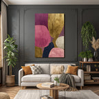 Abstrakte Kunstwerk Organische Formen Pink Gold Navy Creme
