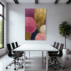 Abstrakte Kunstwerk Organische Formen Pink Gold Navy Creme
