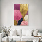 Abstrakte Kunstwerk Organische Formen Pink Gold Navy Creme
