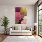 Abstrakte Kunstwerk Organische Formen Pink Gold Navy Creme