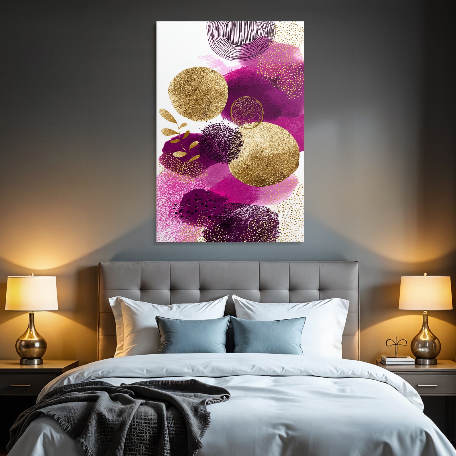 Abstraktes Design Mit Farbigen Formen Und Mustern Gold Und Blatt Elementen
