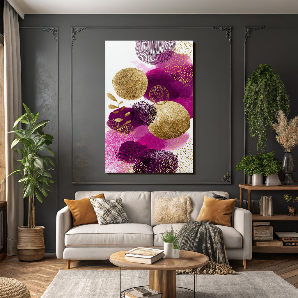 Abstraktes Design Mit Farbigen Formen Und Mustern Gold Und Blatt Elementen