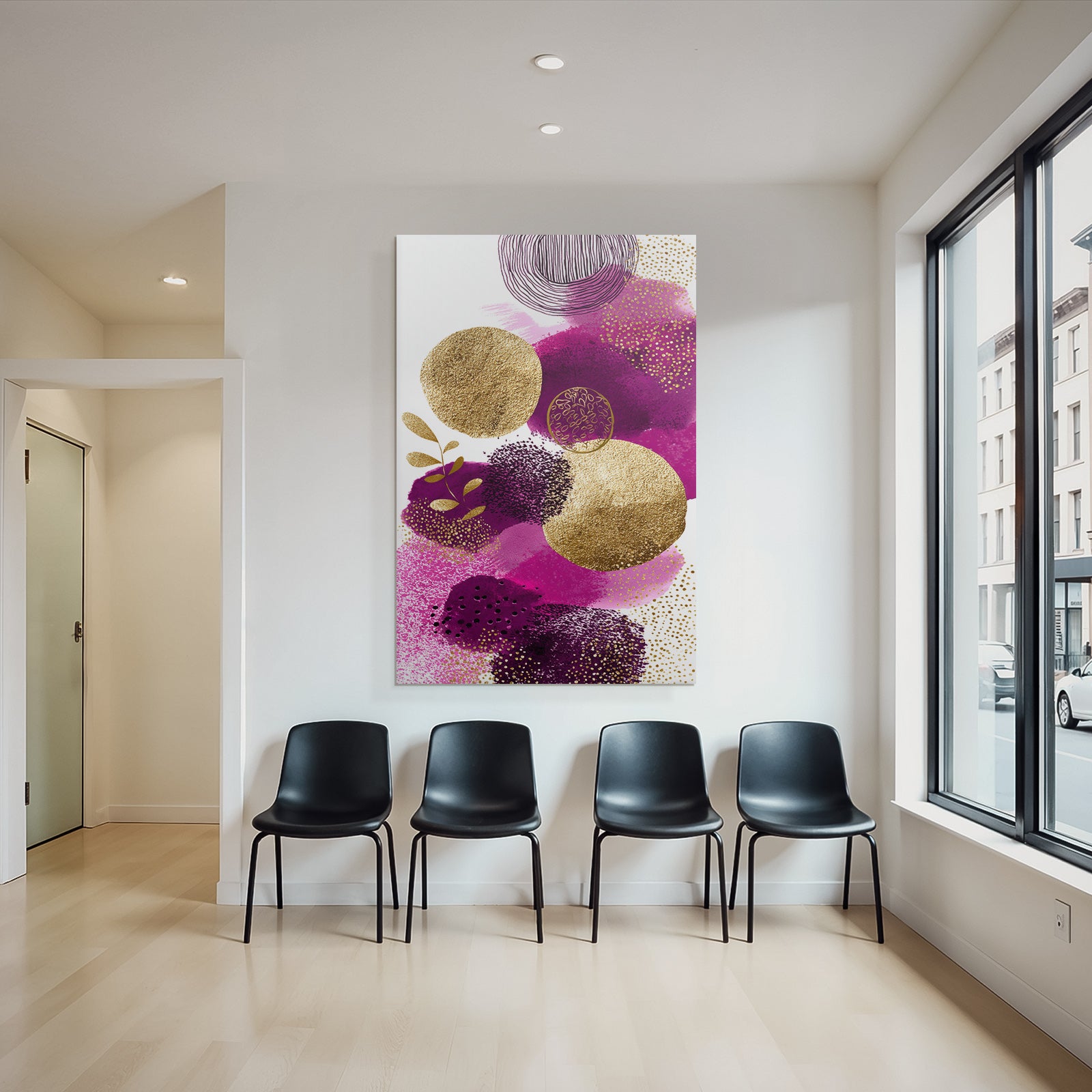 Abstraktes Design Mit Farbigen Formen Und Mustern Gold Und Blatt Elementen