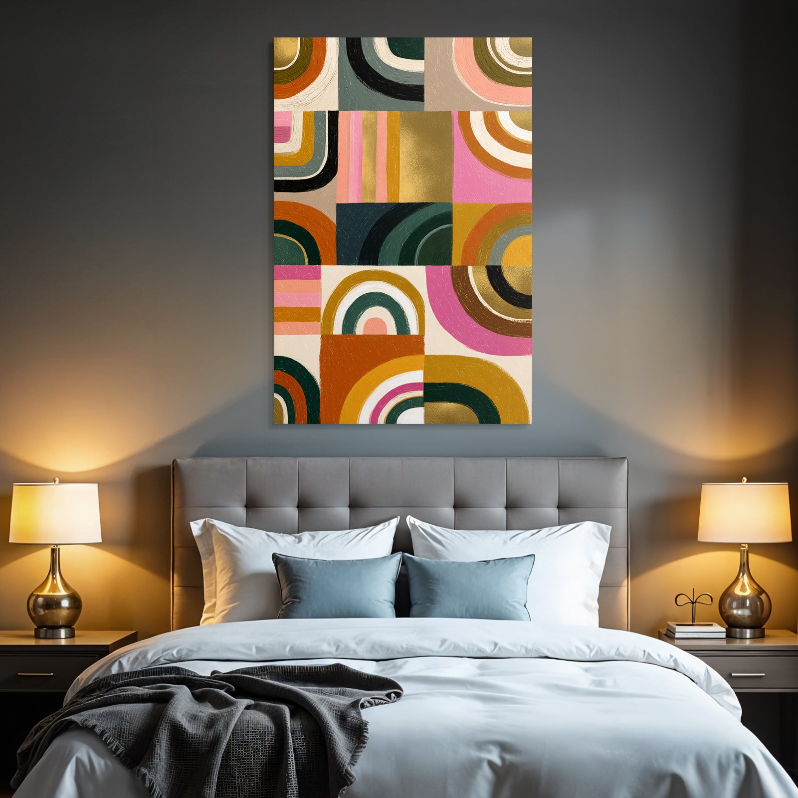 Bunte Abstrakte Kunst Mit Geometrischen Formen Und Textur