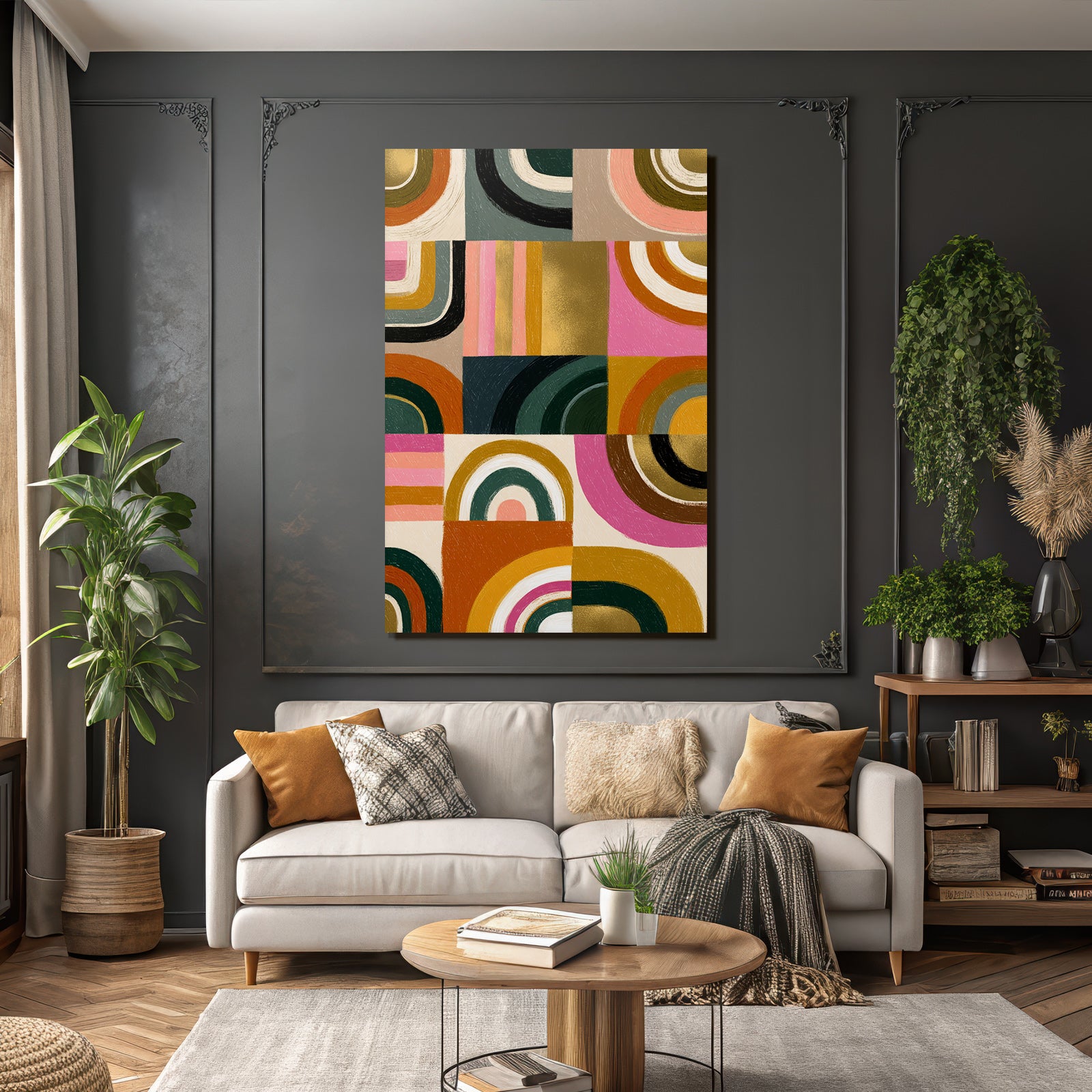 Bunte Abstrakte Kunst Mit Geometrischen Formen Und Textur