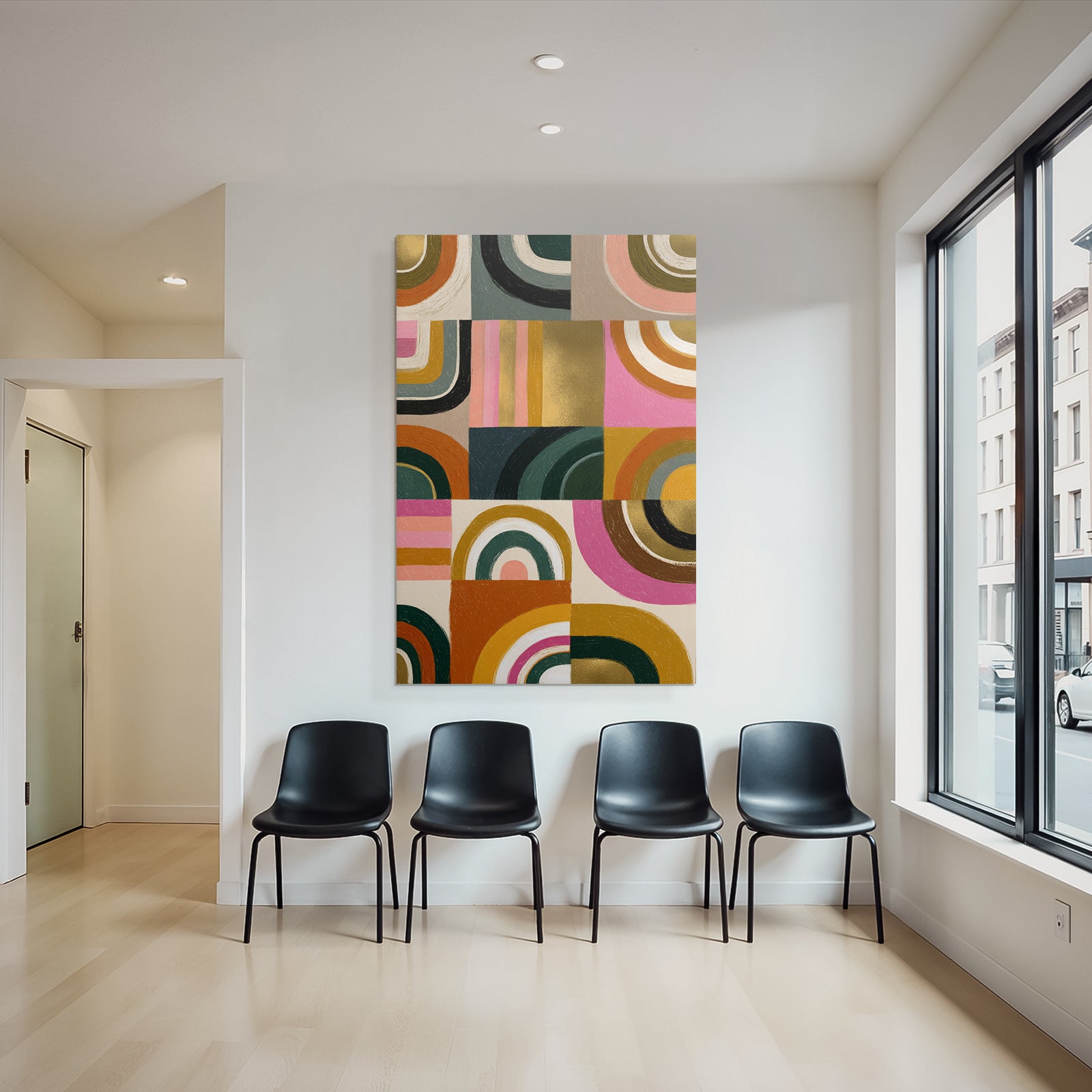 Bunte Abstrakte Kunst Mit Geometrischen Formen Und Textur