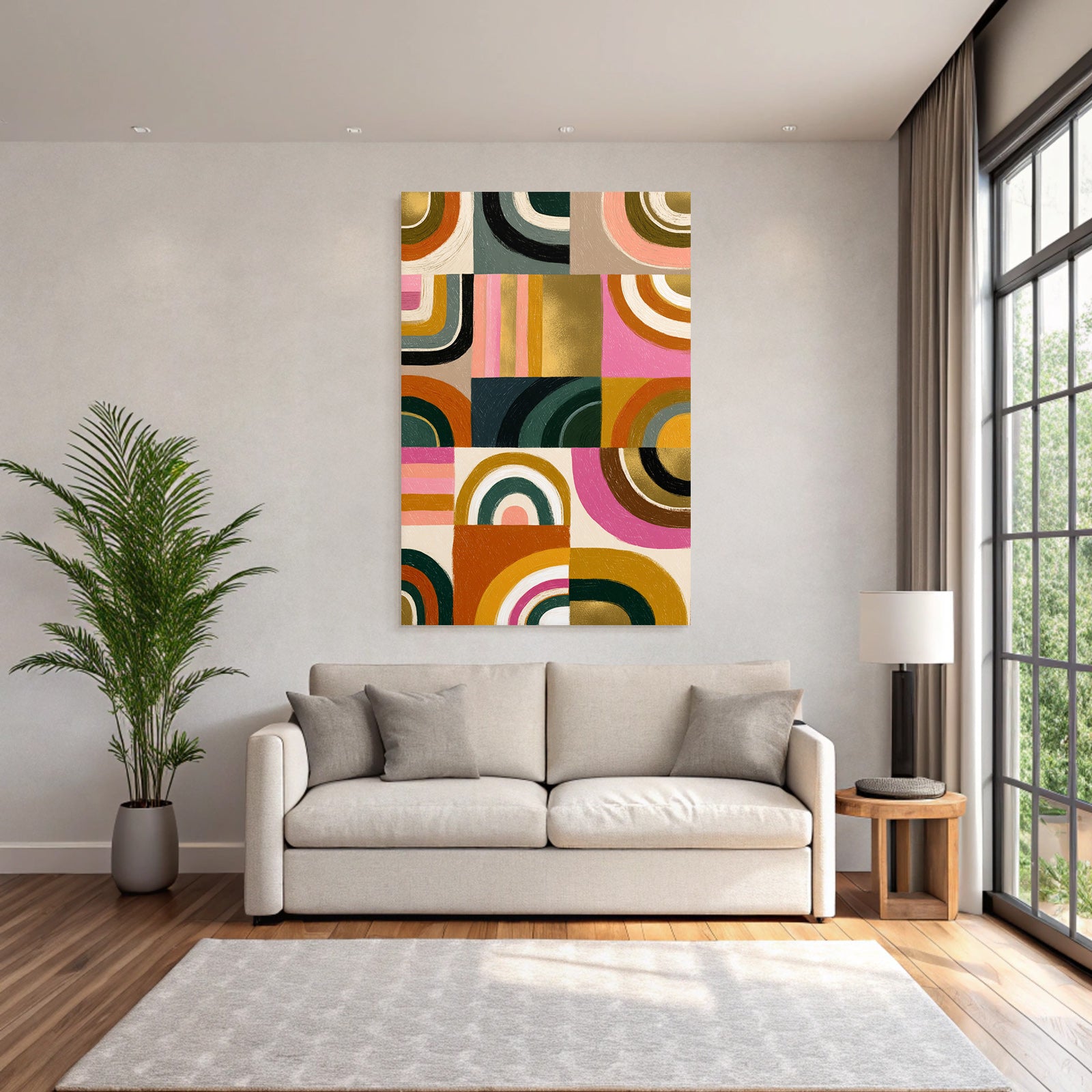 Bunte Abstrakte Kunst Mit Geometrischen Formen Und Textur
