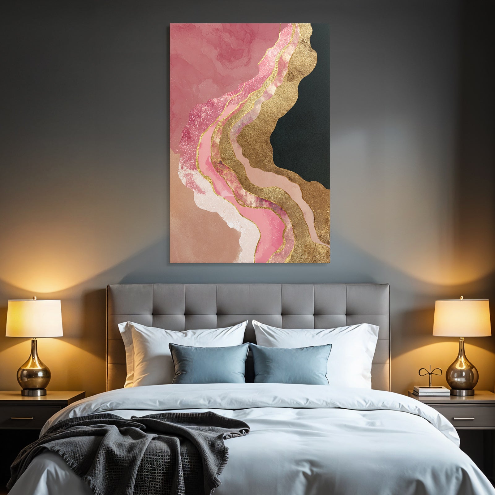 Fließende Formen Pink Gold Aquarell Texturen