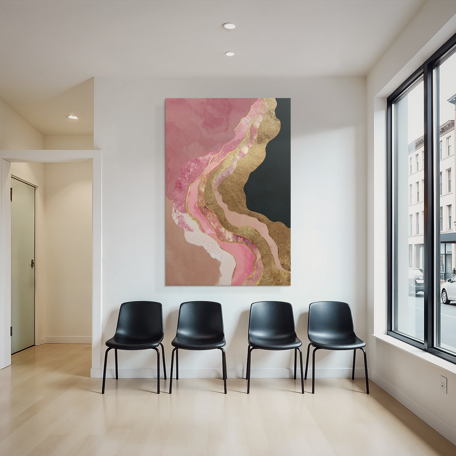 Fließende Formen Pink Gold Aquarell Texturen