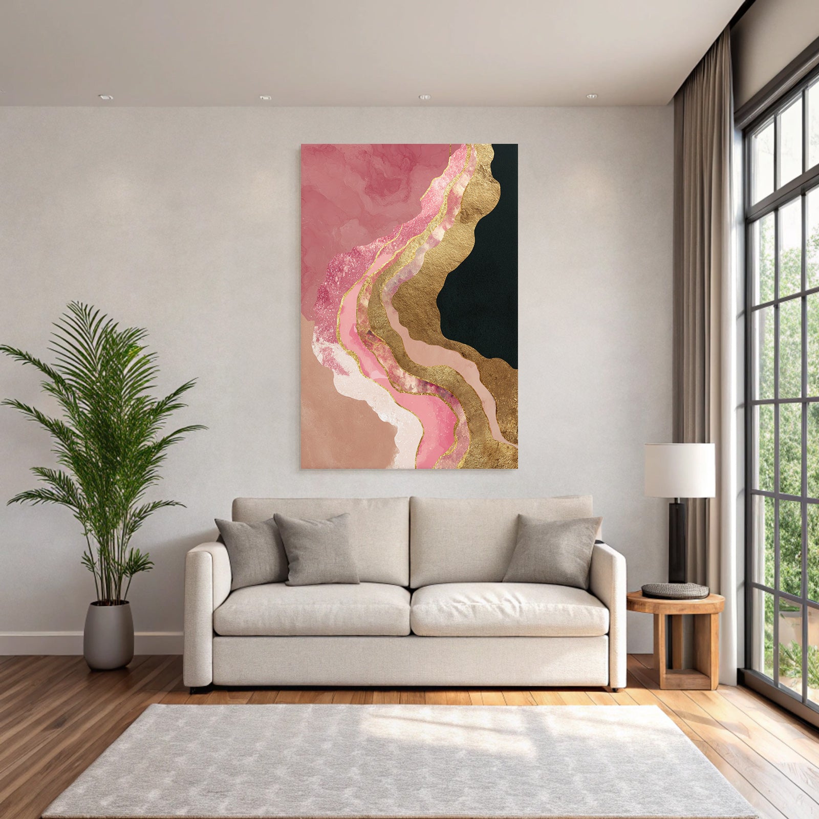 Fließende Formen Pink Gold Aquarell Texturen