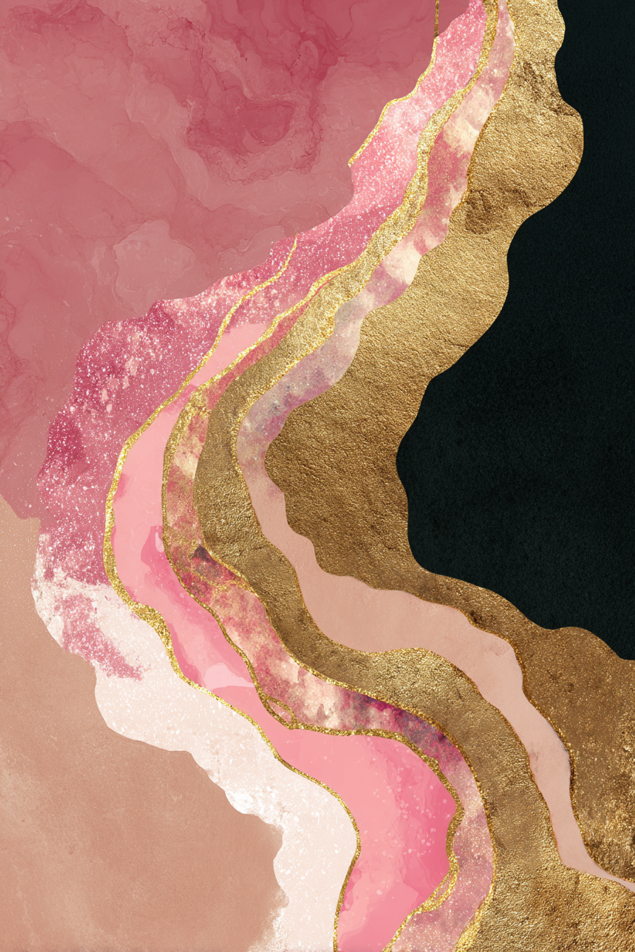 Fließende Formen Pink Gold Aquarell Texturen | Kunstdrucke | Kunstgattungen