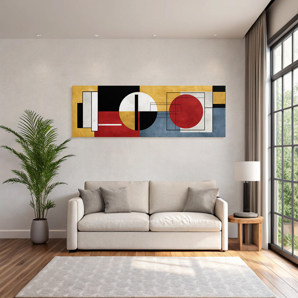 Abstracte Geometrische Kunst Mit Farben Schwarz Rot Gelb Weiß Blau