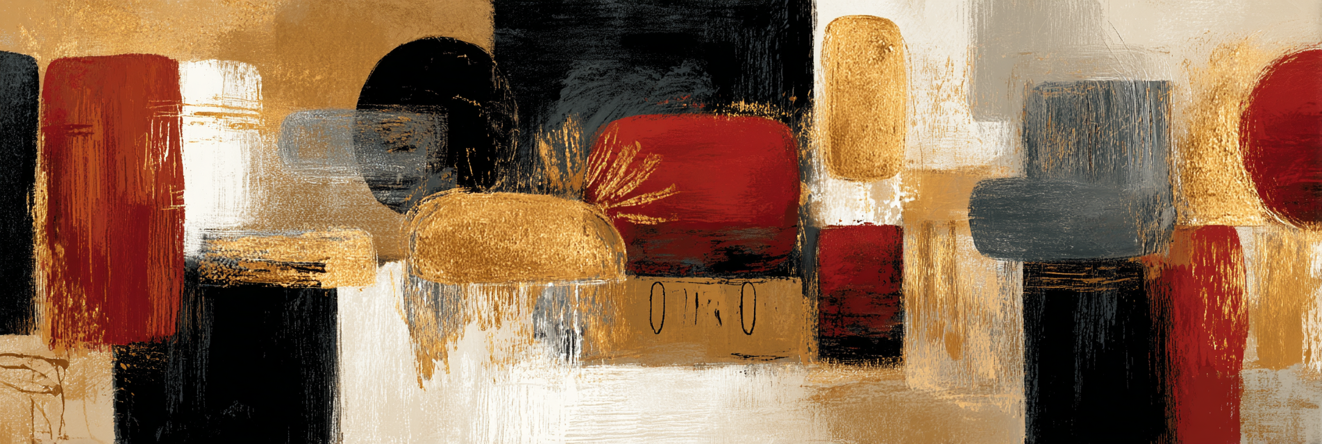 Abstracte Kunst Geometrische Formen Rot Schwarz Gold Beige | Kunstdrucke | Kunstgattungen