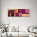 Abstracte Malerei Geometrische Formen Purpur Rot Gelb Beige