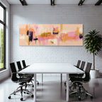 Abstractes Gemälde Moderner Stil In Pink Orange Lila Und Schwarz
