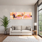 Abstractes Gemälde Moderner Stil In Pink Orange Lila Und Schwarz