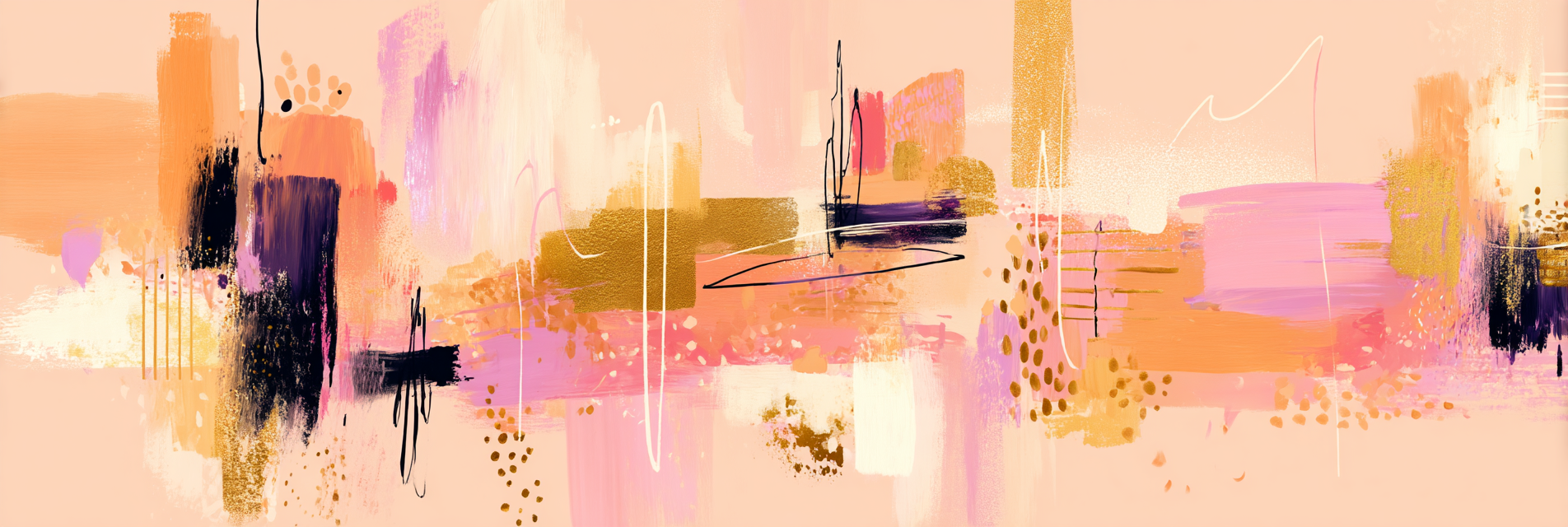 Abstractes Gemälde Moderner Stil In Pink Orange Lila Und Schwarz | Kunstdrucke | Kunstgattungen