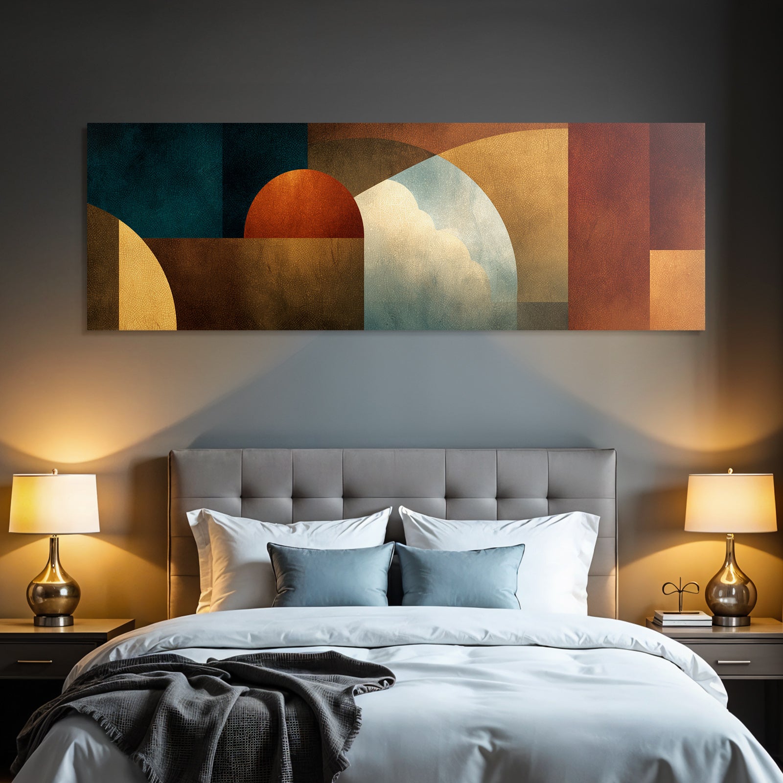 Abstrakte Kunst Geometrische Formen Erdtöne Texturierte Komposition