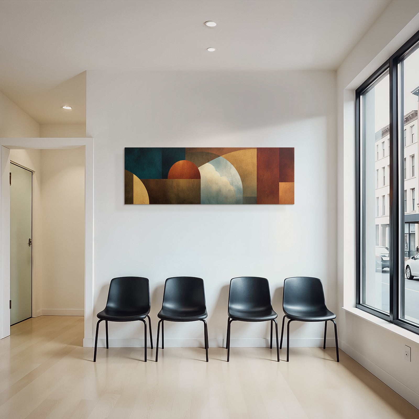 Abstrakte Kunst Geometrische Formen Erdtöne Texturierte Komposition