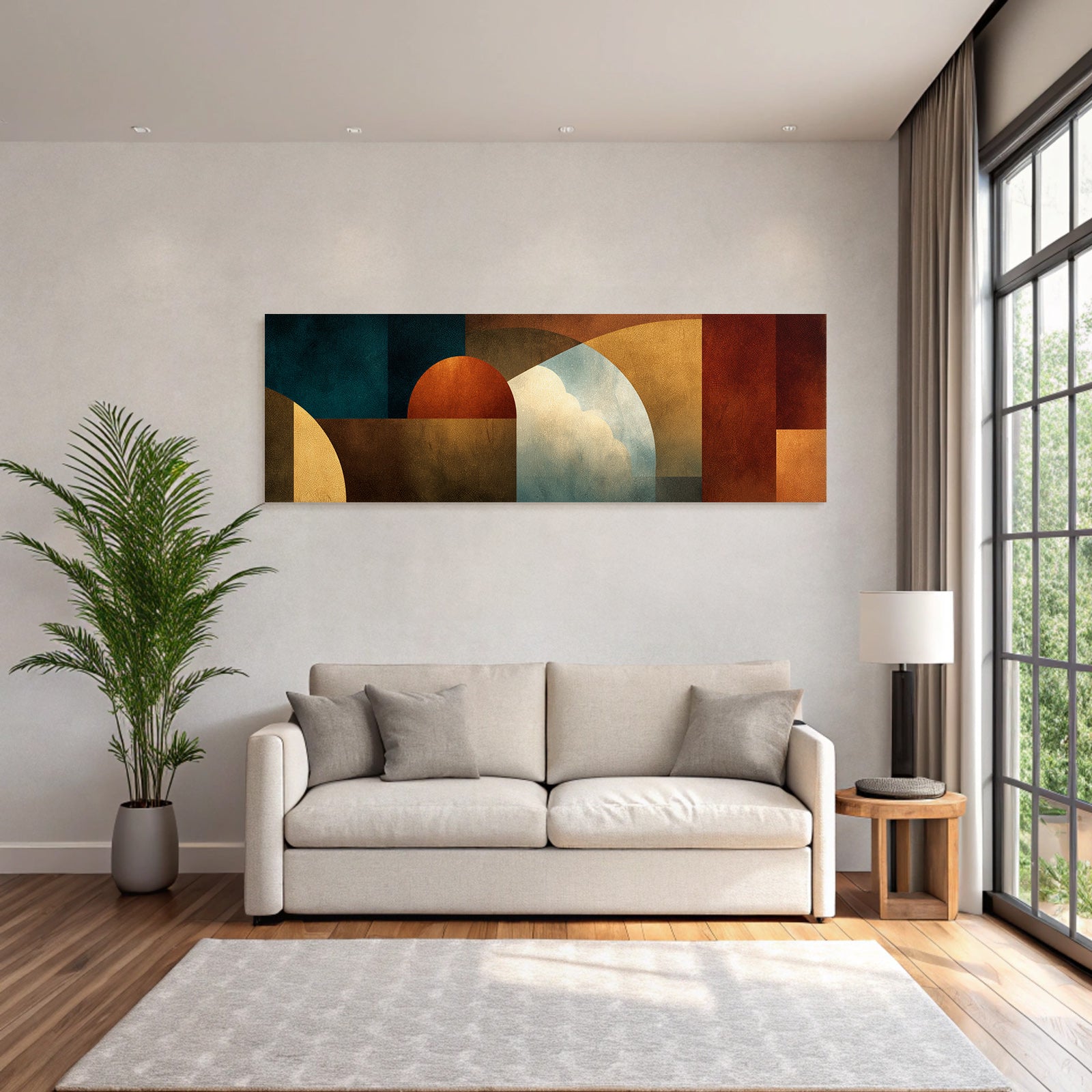 Abstrakte Kunst Geometrische Formen Erdtöne Texturierte Komposition