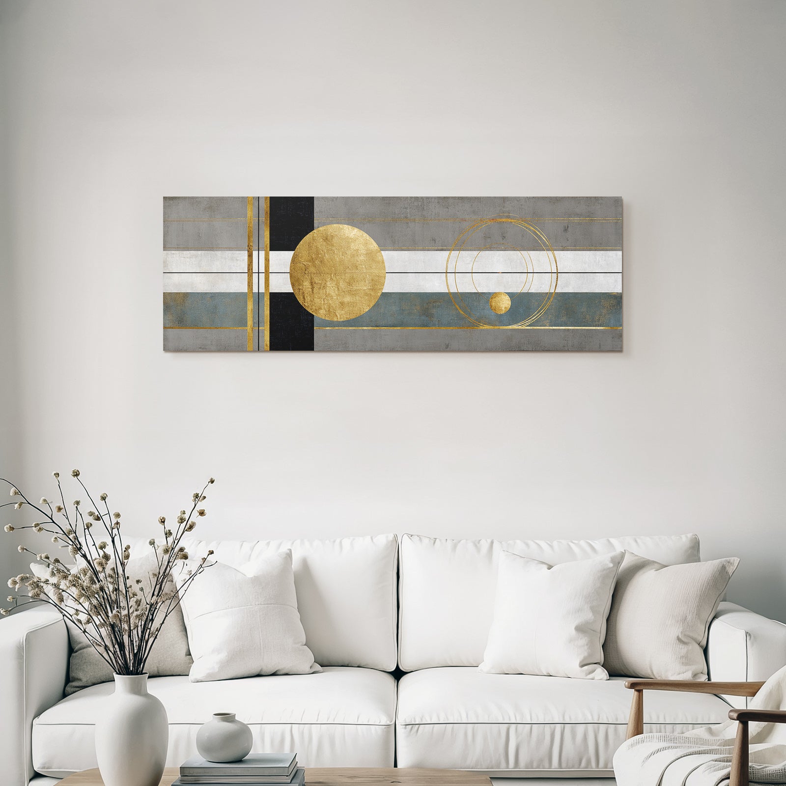 Abstrakte Kunst Geometrische Formen Gold Schwarz Grau Blau