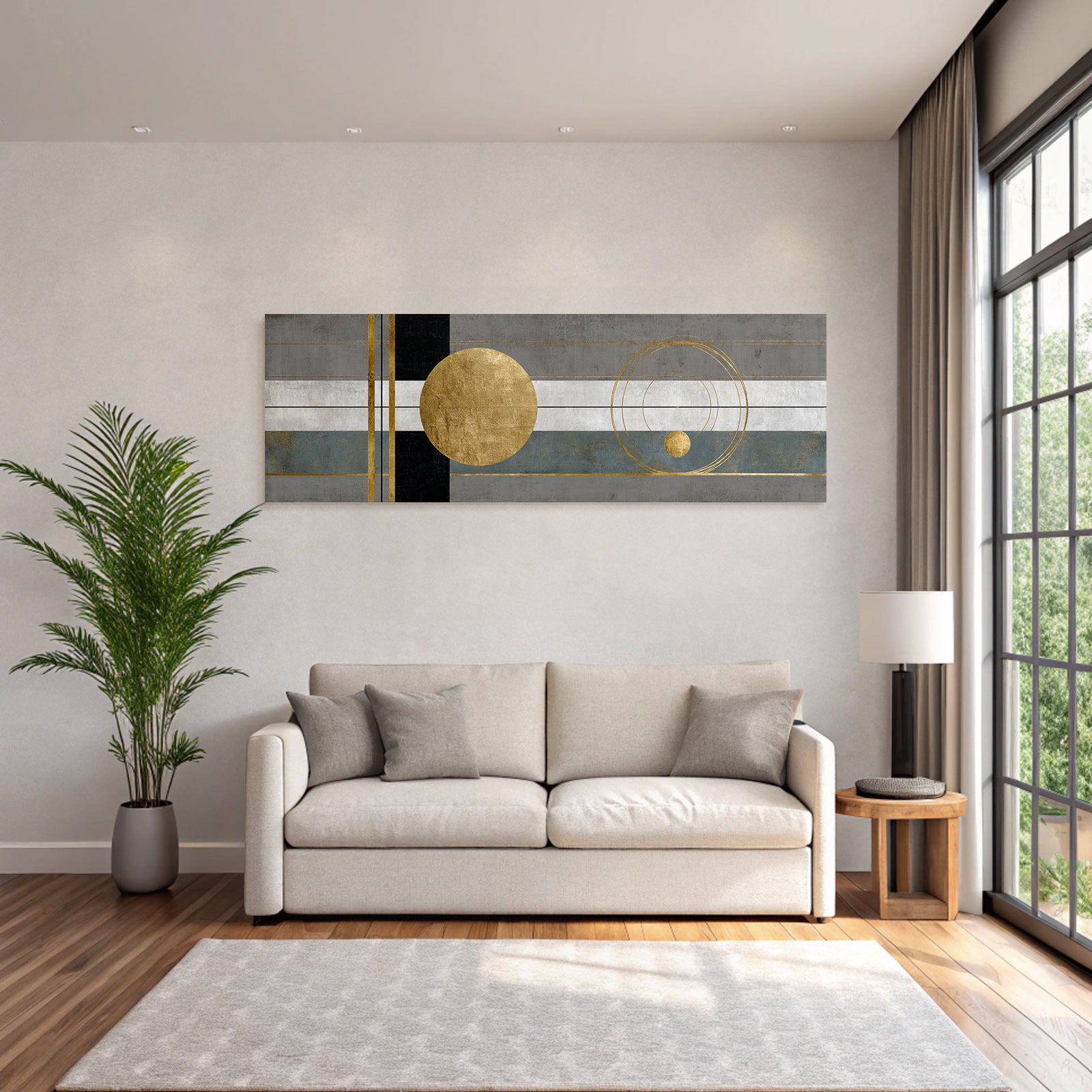 Abstrakte Kunst Geometrische Formen Gold Schwarz Grau Blau