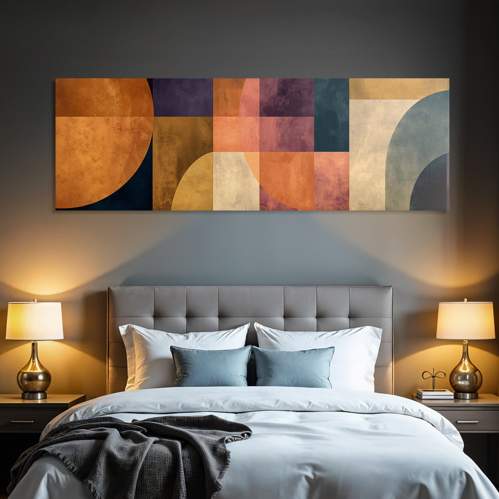 Abstrakte Kunst Geometrische Formen Orangen Lila Erdtöne