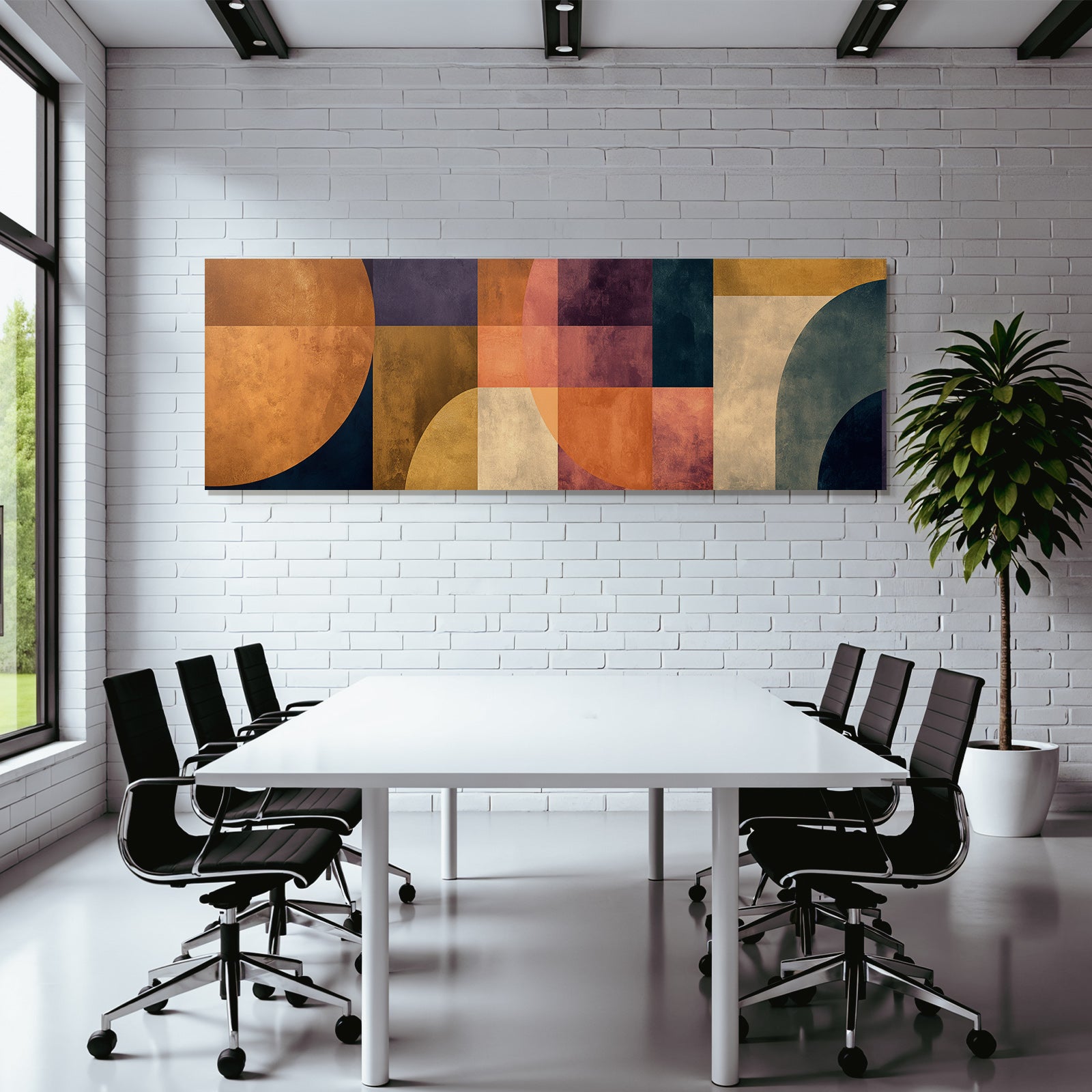 Abstrakte Kunst Geometrische Formen Orangen Lila Erdtöne