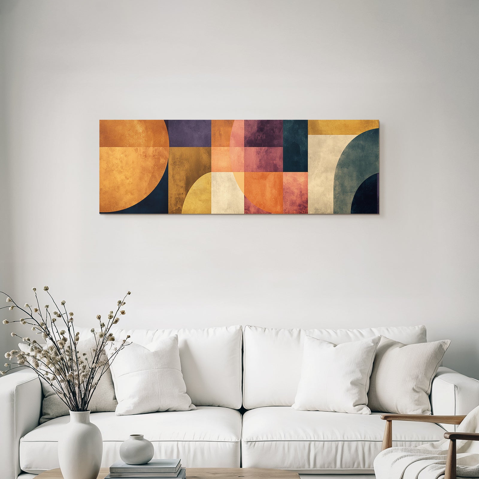 Abstrakte Kunst Geometrische Formen Orangen Lila Erdtöne