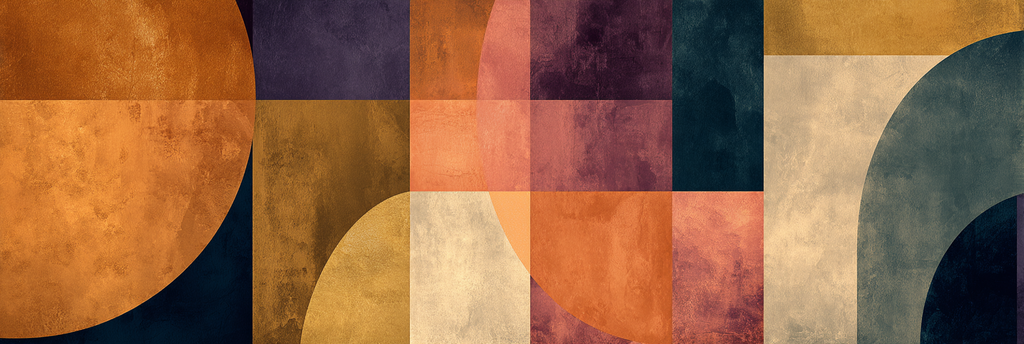 Abstrakte Kunst Geometrische Formen Orangen Lila Erdtöne | Kunstdrucke | Kunstgattungen