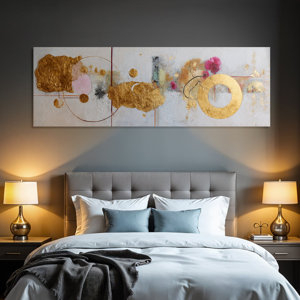 Abstrakte Malerei Mit Gold Roseton Und Texturen