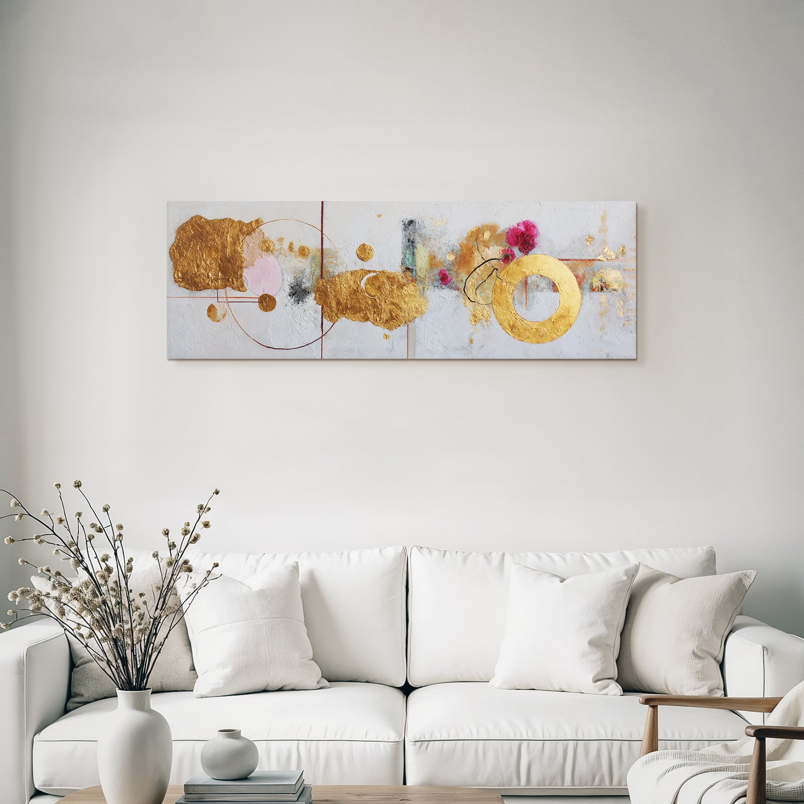 Abstrakte Malerei Mit Gold Roseton Und Texturen
