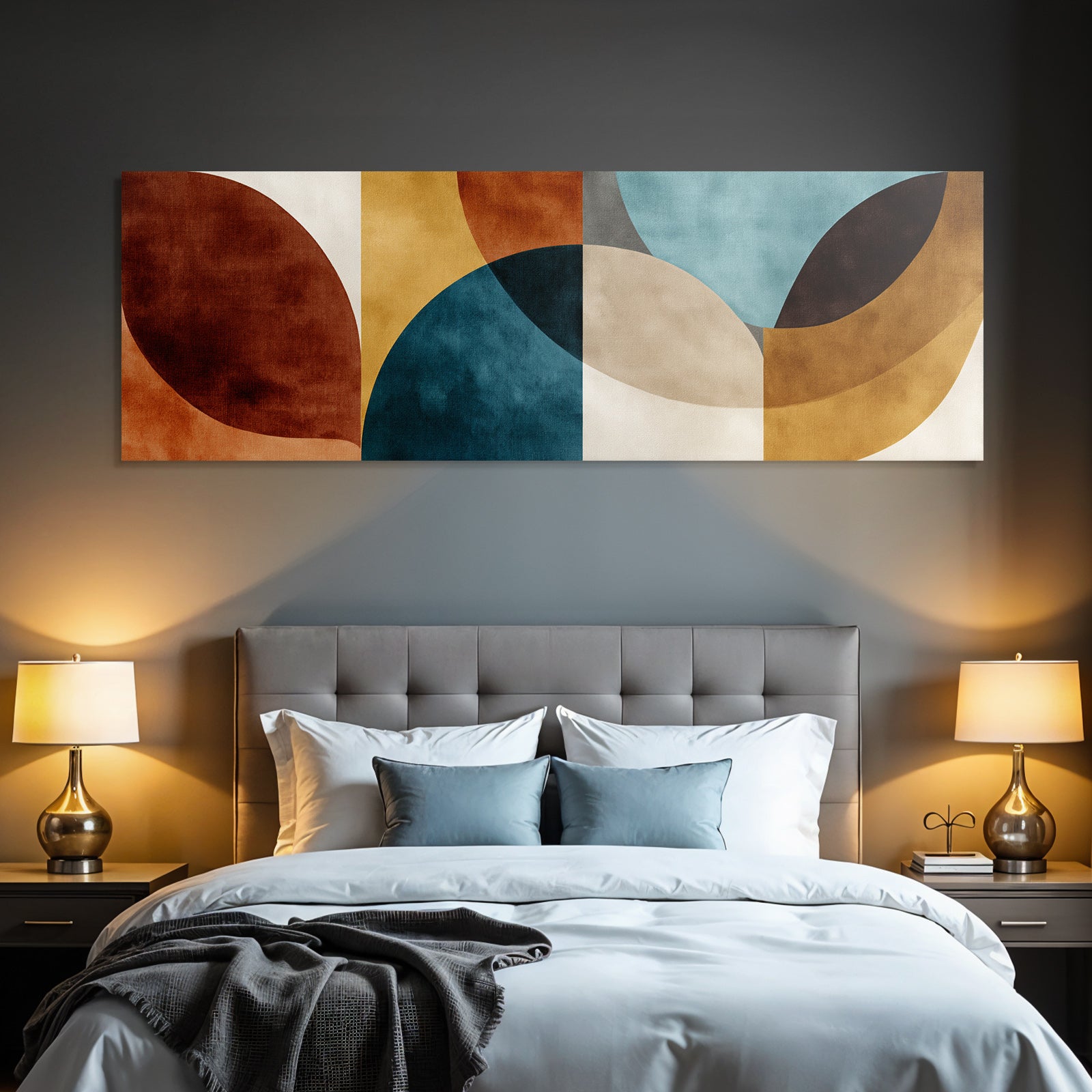 Abstraktes Design Mit Überlappenden Formen Braun Teal Beige Gold