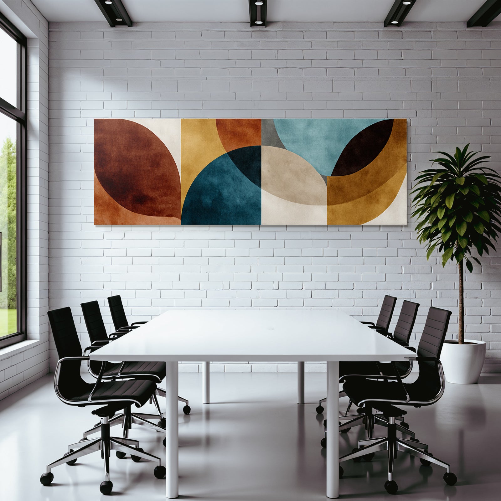 Abstraktes Design Mit Überlappenden Formen Braun Teal Beige Gold