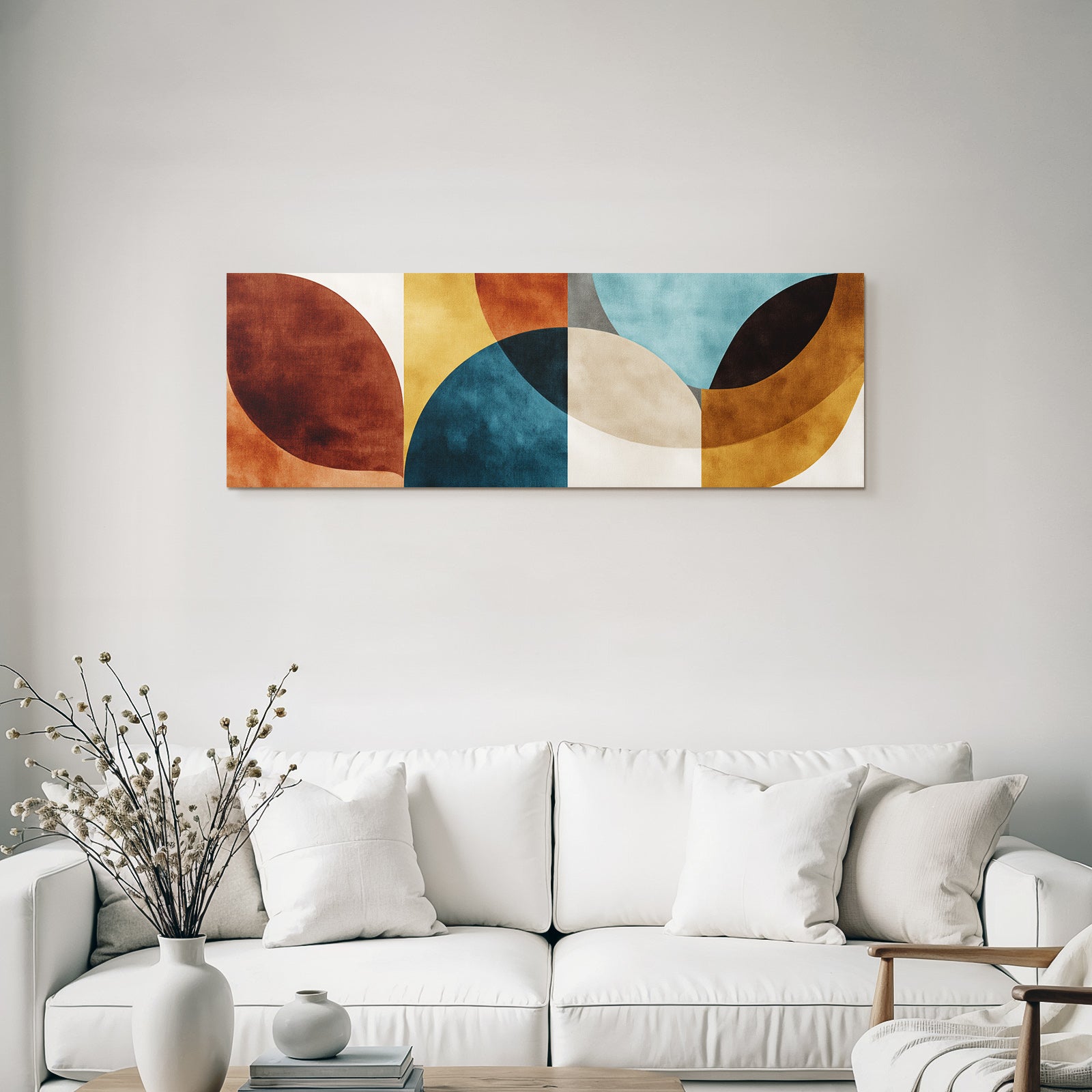 Abstraktes Design Mit Überlappenden Formen Braun Teal Beige Gold