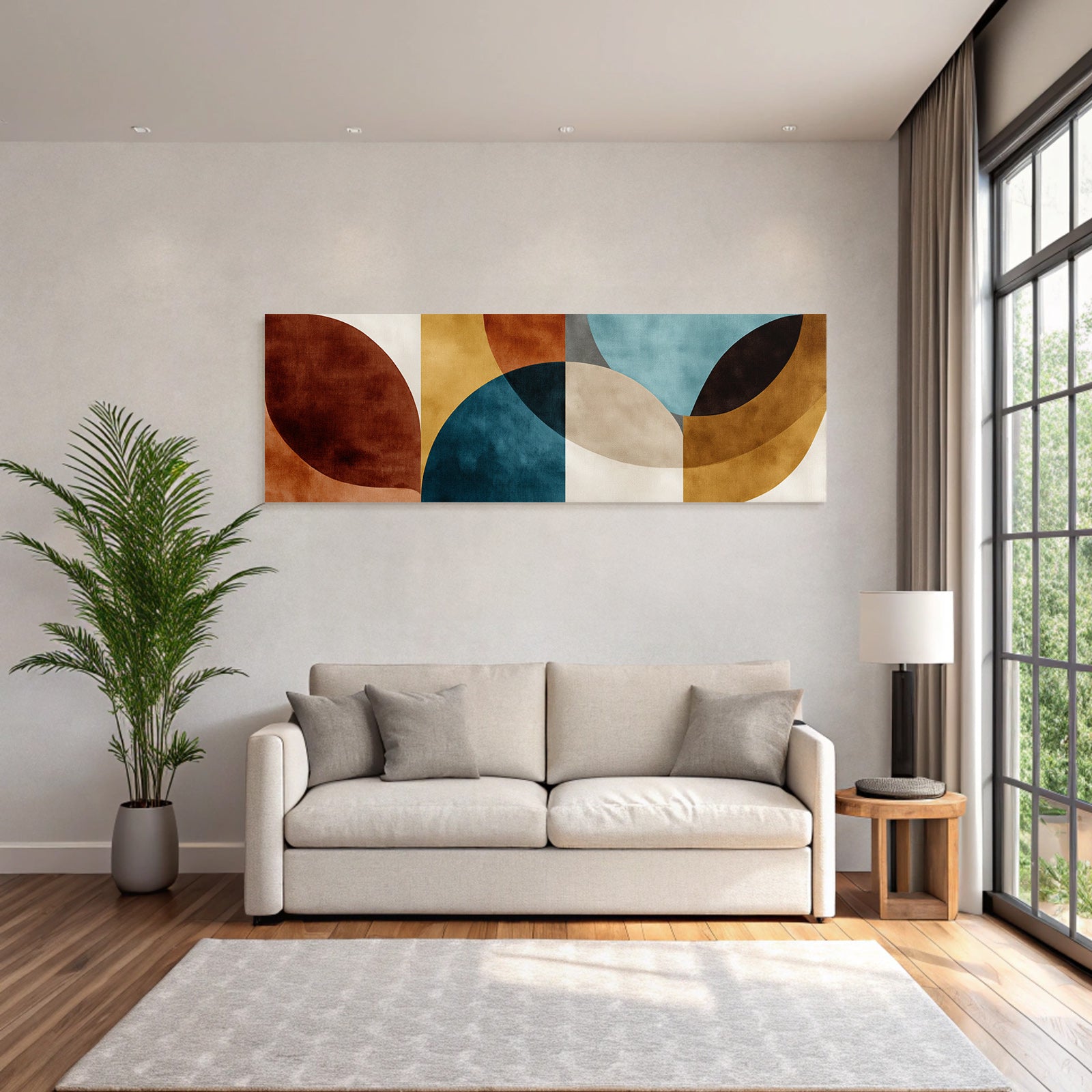 Abstraktes Design Mit Überlappenden Formen Braun Teal Beige Gold
