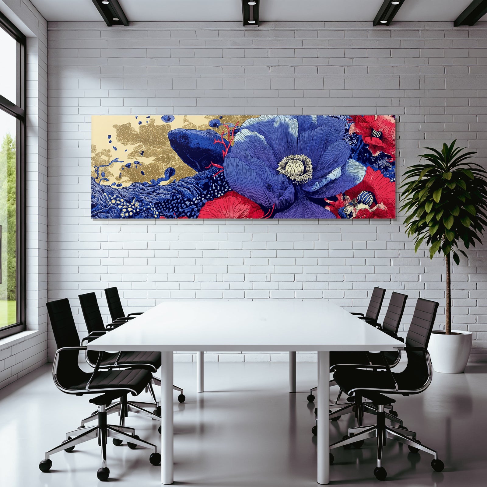 Bunte Blumen Und Meeresleben Highly Detaillierte Illustration