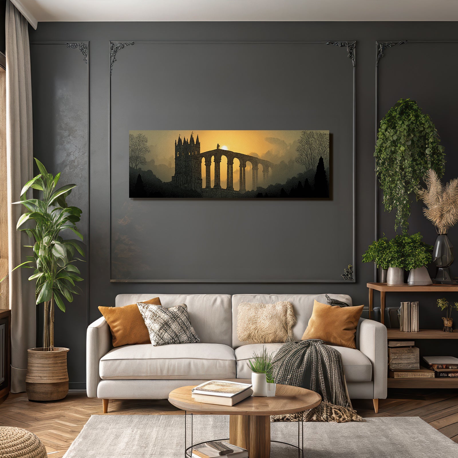 Künstlerische Architektur Im Sonnenuntergang Mystische Atmosphäre
