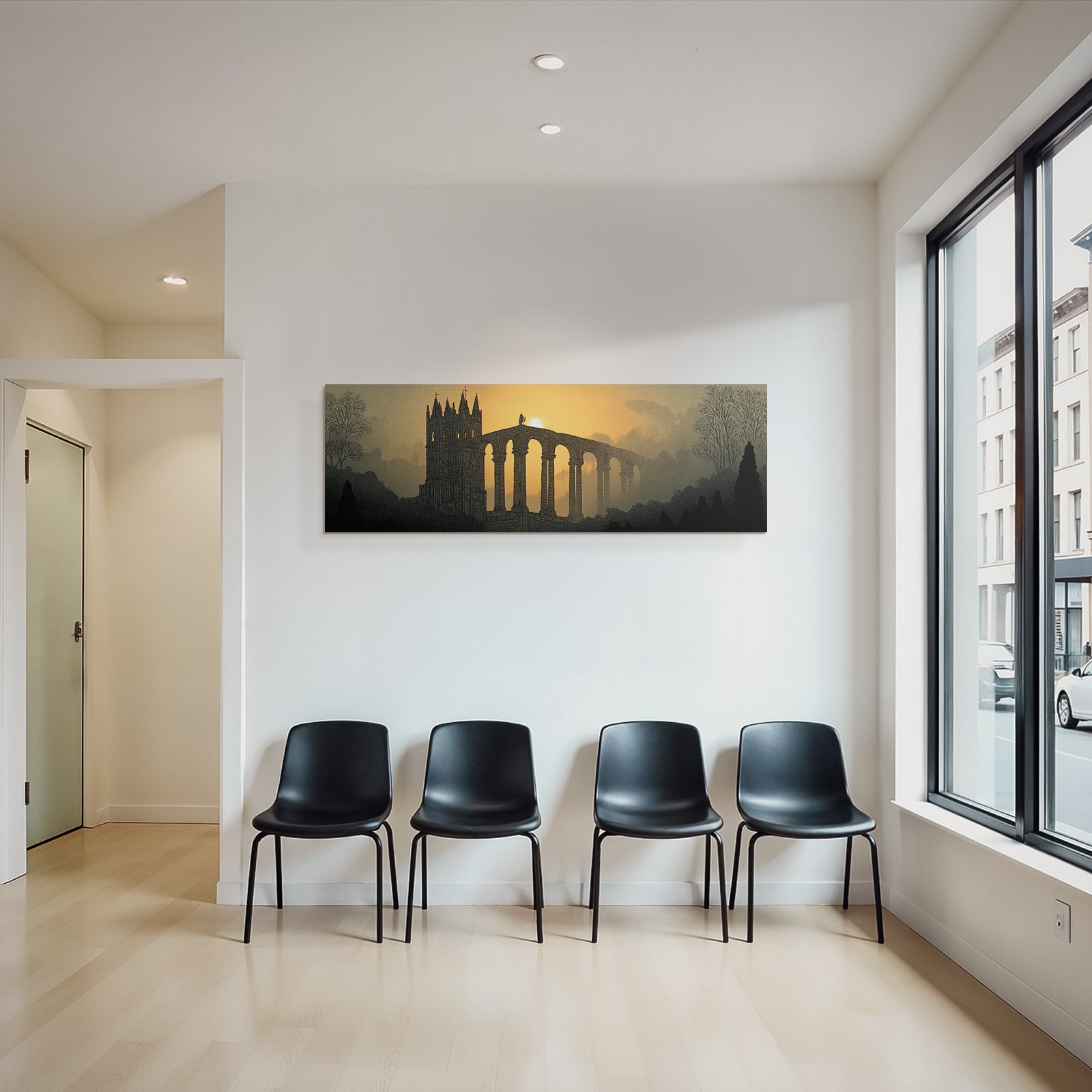 Künstlerische Architektur Im Sonnenuntergang Mystische Atmosphäre