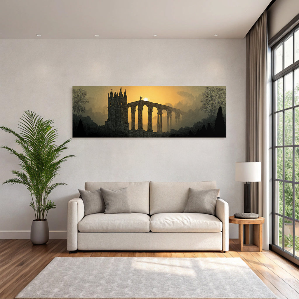 Künstlerische Architektur Im Sonnenuntergang Mystische Atmosphäre