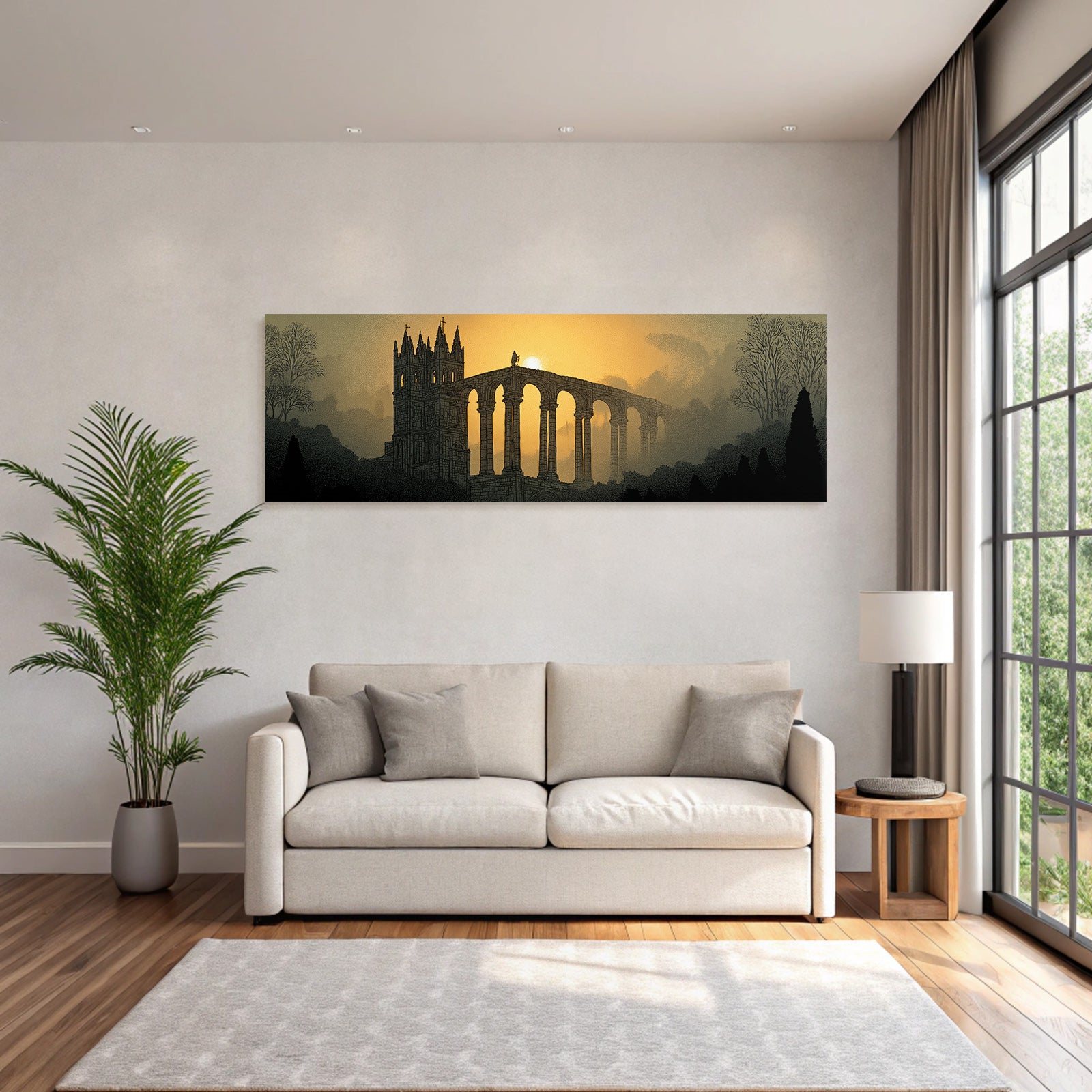 Künstlerische Architektur Im Sonnenuntergang Mystische Atmosphäre