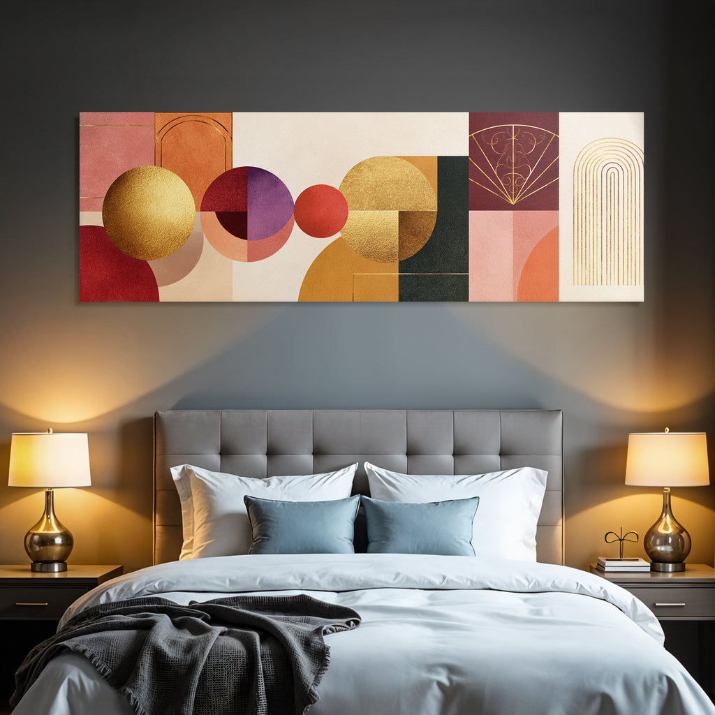 Moderne Abstrakte Kunst Geometrische Formen Rot Gold Orange