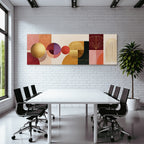 Moderne Abstrakte Kunst Geometrische Formen Rot Gold Orange
