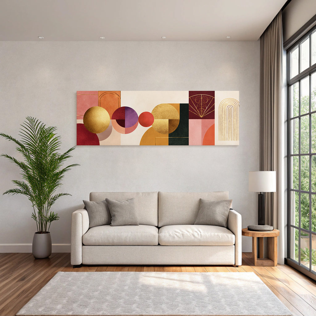 Moderne Abstrakte Kunst Geometrische Formen Rot Gold Orange