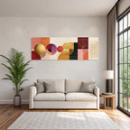 Moderne Abstrakte Kunst Geometrische Formen Rot Gold Orange