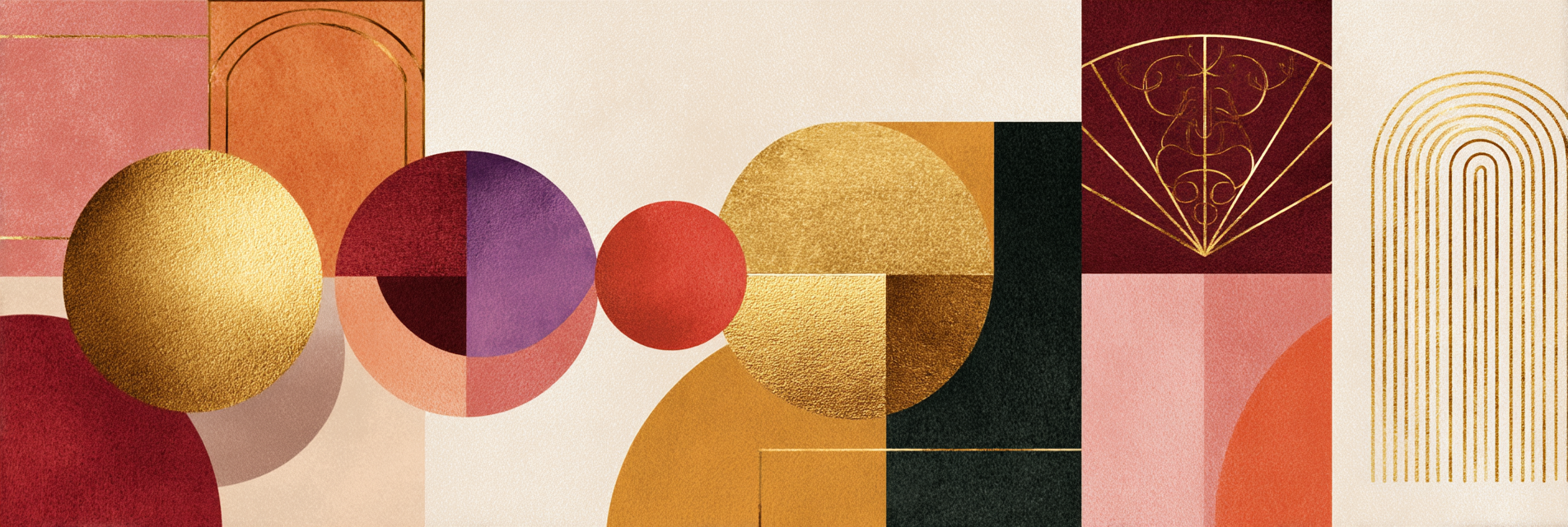 Moderne Abstrakte Kunst Geometrische Formen Rot Gold Orange | Kunstdrucke | Kunstgattungen
