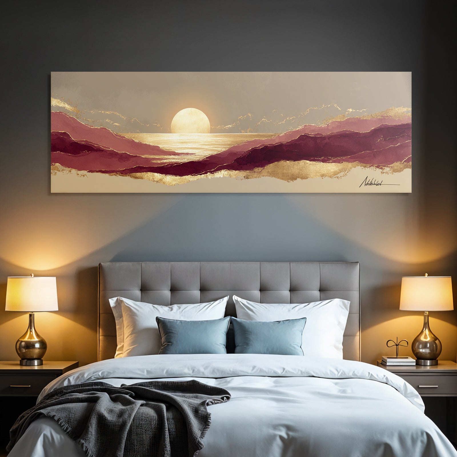 Ruhige Landschaft Im Sonnenuntergang Mit Reflexion Auf Dem Waßer