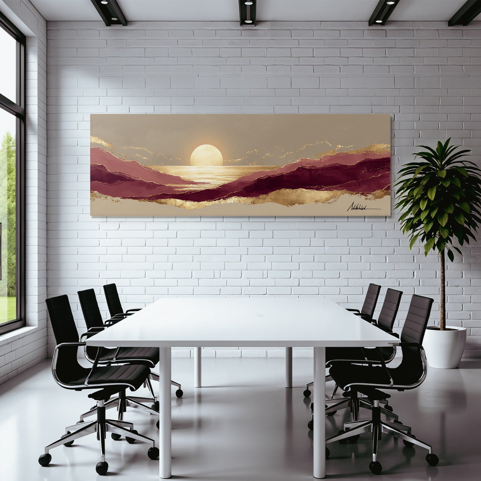 Ruhige Landschaft Im Sonnenuntergang Mit Reflexion Auf Dem Waßer