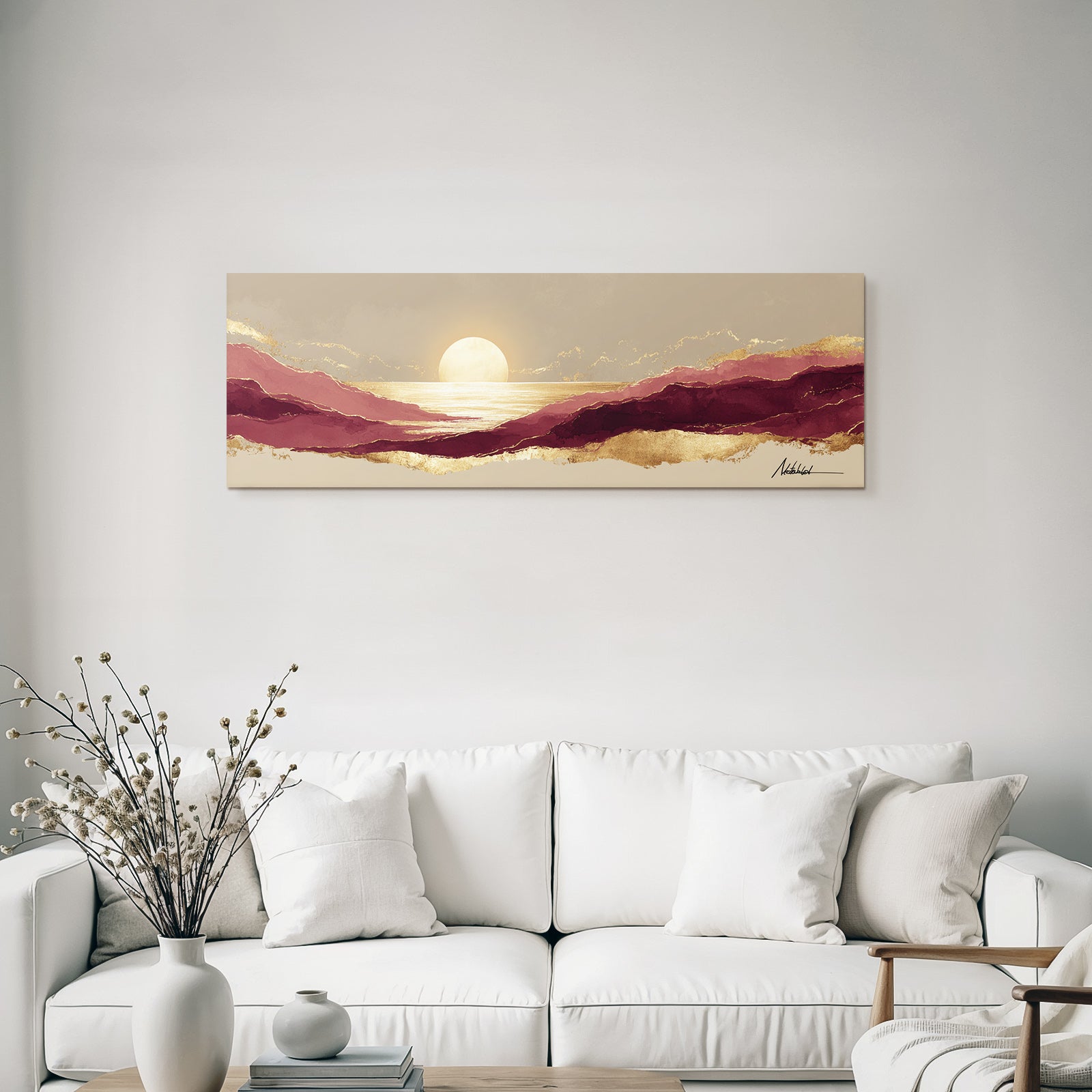Ruhige Landschaft Im Sonnenuntergang Mit Reflexion Auf Dem Waßer