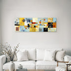 Vibrante Geometrische Abstrakte Malerei Mit Floralen Motiven